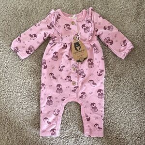 NWT Rabbit + Bear Organic Cotton Baby Girl 6-9 Month Bodysuit One Piece Owls